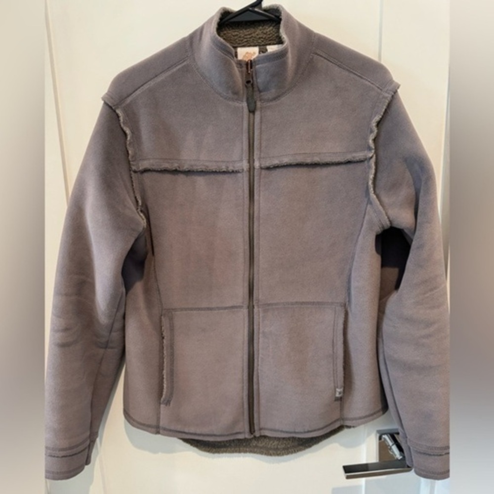 Eastern Mountain Purple Shearling Jacket Gray Fleece Zip-Up size M  I